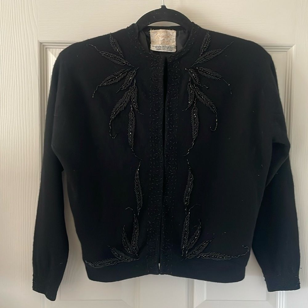 Vintage 1960s Beaded Lambs Wool Sweater Size Small